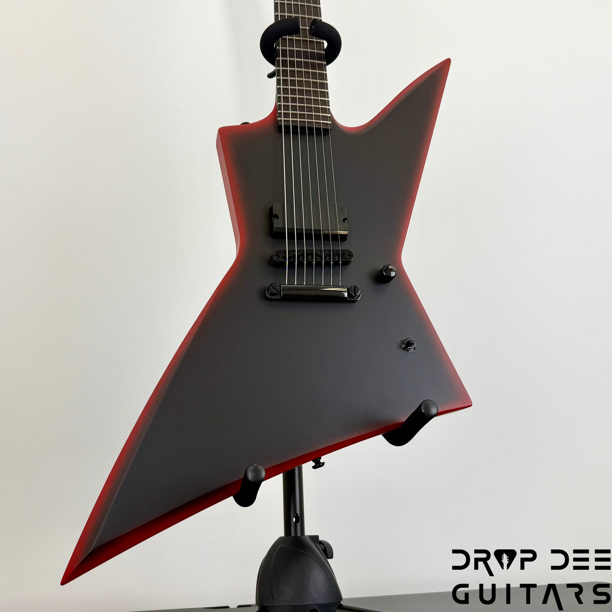 ESP LTD EXL-7 Baritone Black Metal 7-String Electric Guitar - Black Red Burst Satin