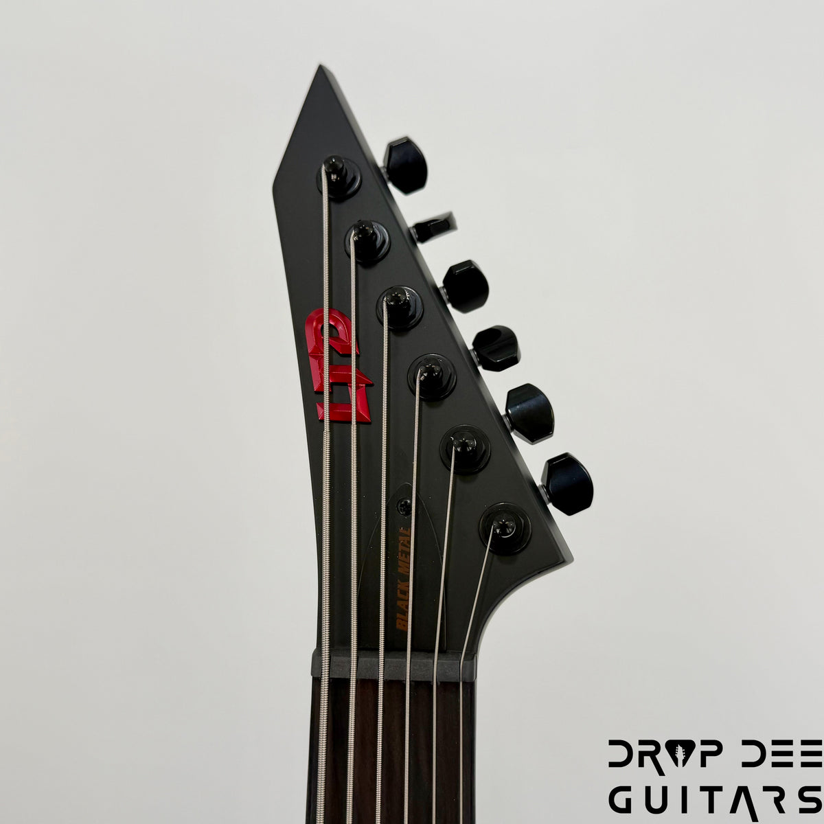 ESP LTD M-6 Evertune 30" Baritone Black Metal Electric Guitar - Black Red Burst Satin