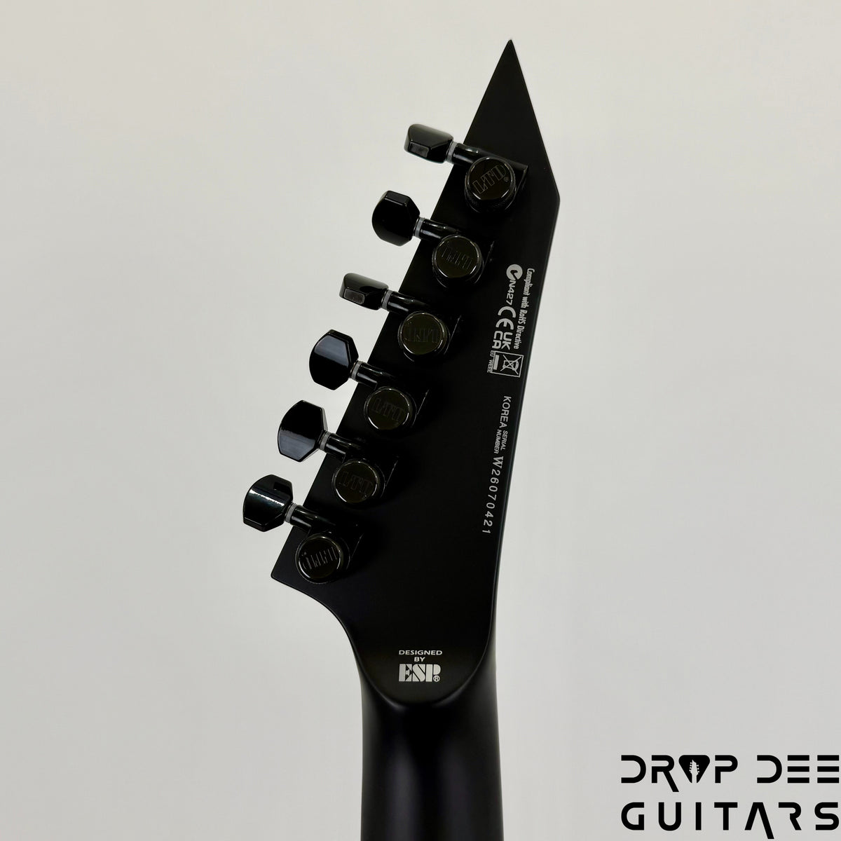 ESP LTD M-6 Evertune 30" Baritone Black Metal Electric Guitar - Black Red Burst Satin