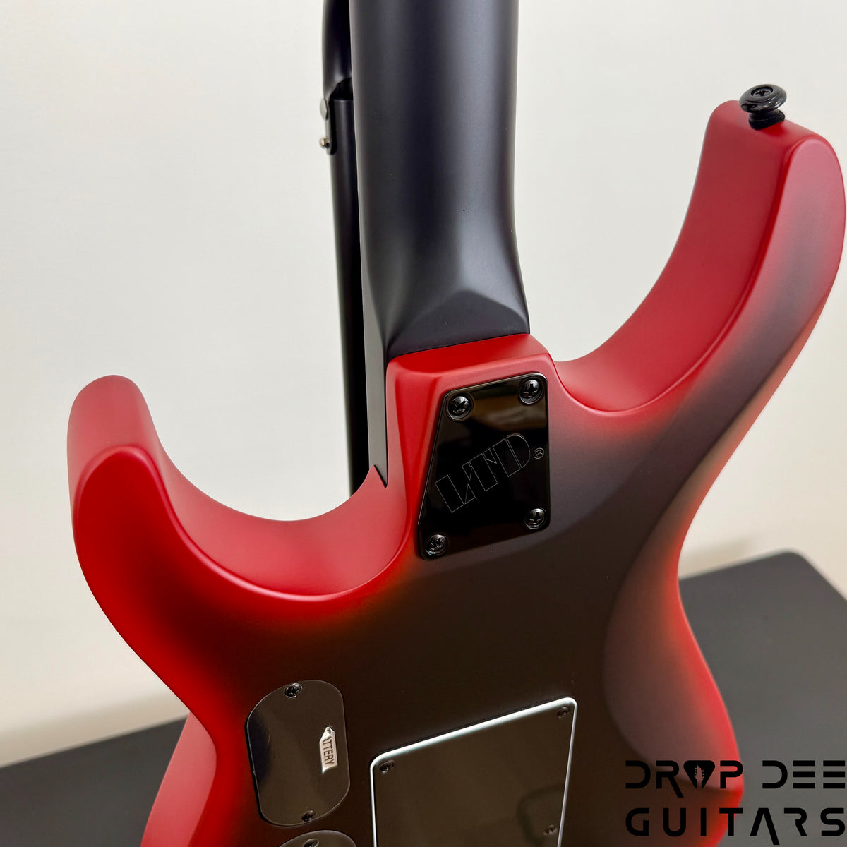 ESP LTD M-6 Evertune 30" Baritone Black Metal Electric Guitar - Black Red Burst Satin