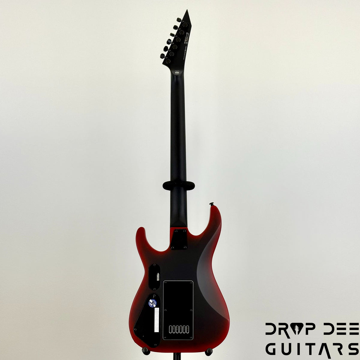 ESP LTD M-6 Evertune 30" Baritone Black Metal Electric Guitar - Black Red Burst Satin