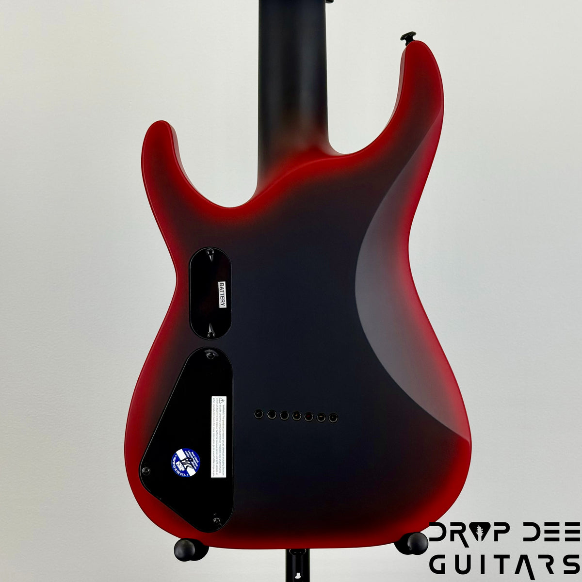 ESP LTD M-7HT Baritone Black Metal 7-String Electric Guitar - Black Red Burst Satin