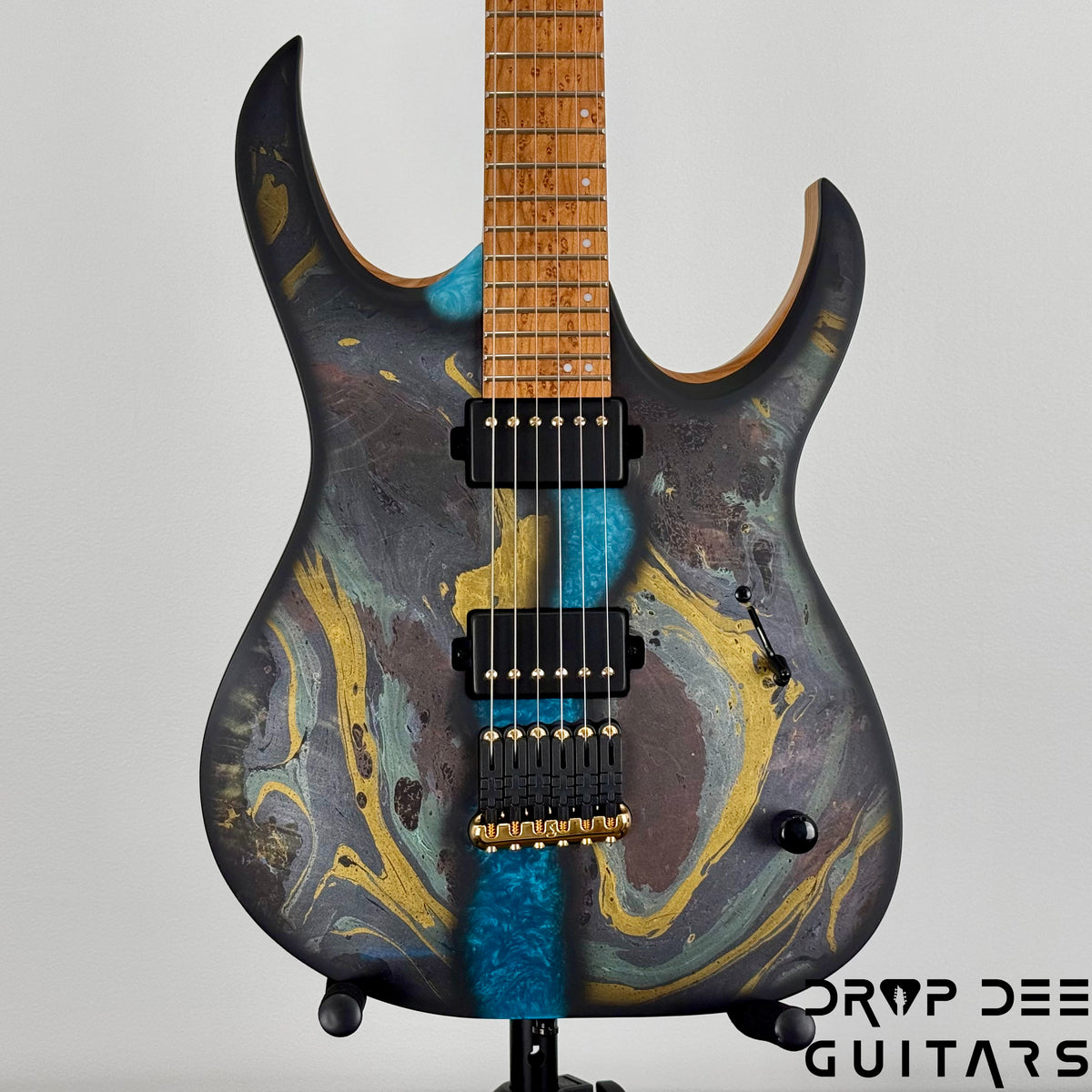 Mayones Duvell Elite 6 Electric Guitar w/ Case - Monolith Custom Satin + Swirl
