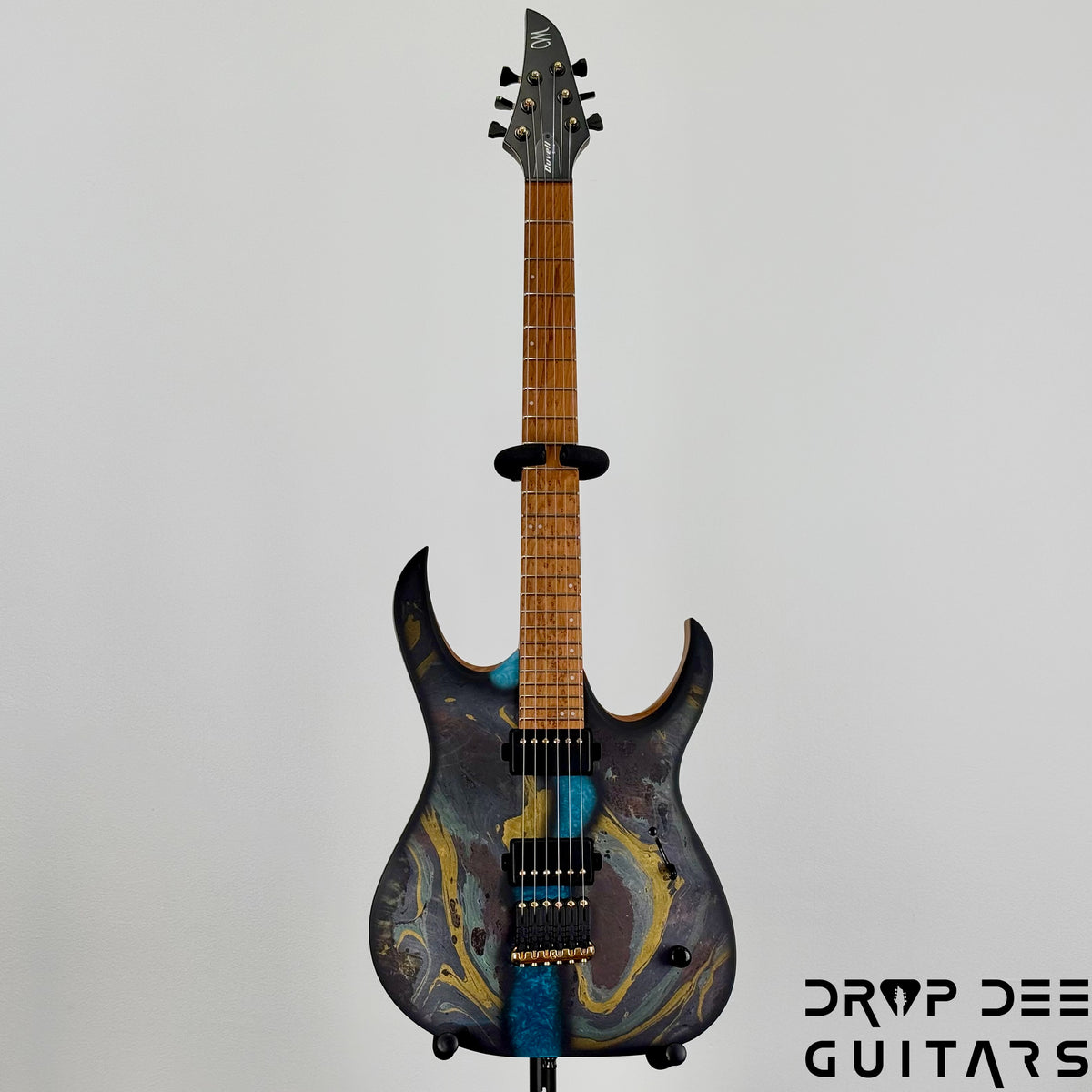 Mayones Duvell Elite 6 Electric Guitar w/ Case - Monolith Custom Satin + Swirl