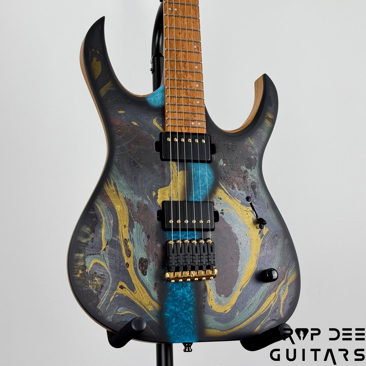 Mayones Duvell Elite 6 Electric Guitar w/ Case - Monolith Custom Satin + Swirl