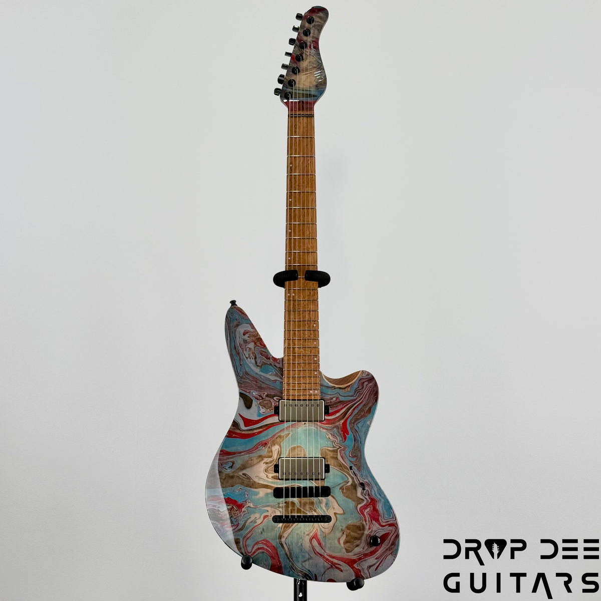 Mayones Jassper Elite 7 Baritone Electric Guitar w/ Case - Trans NaturalFade Graphite Burst Out Gloss Swirl