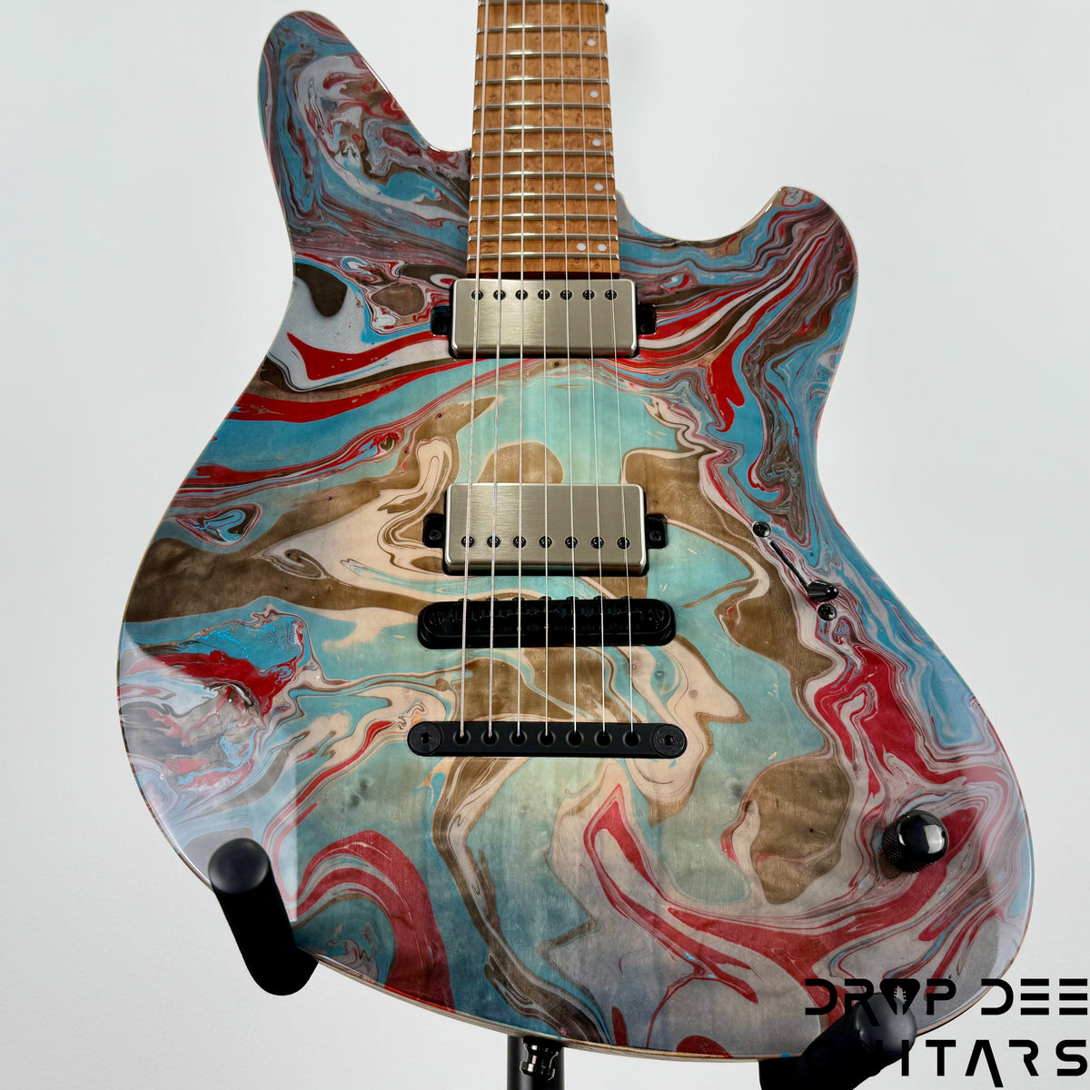 Mayones Jassper Elite 7 Baritone Electric Guitar w/ Case - Trans NaturalFade Graphite Burst Out Gloss Swirl