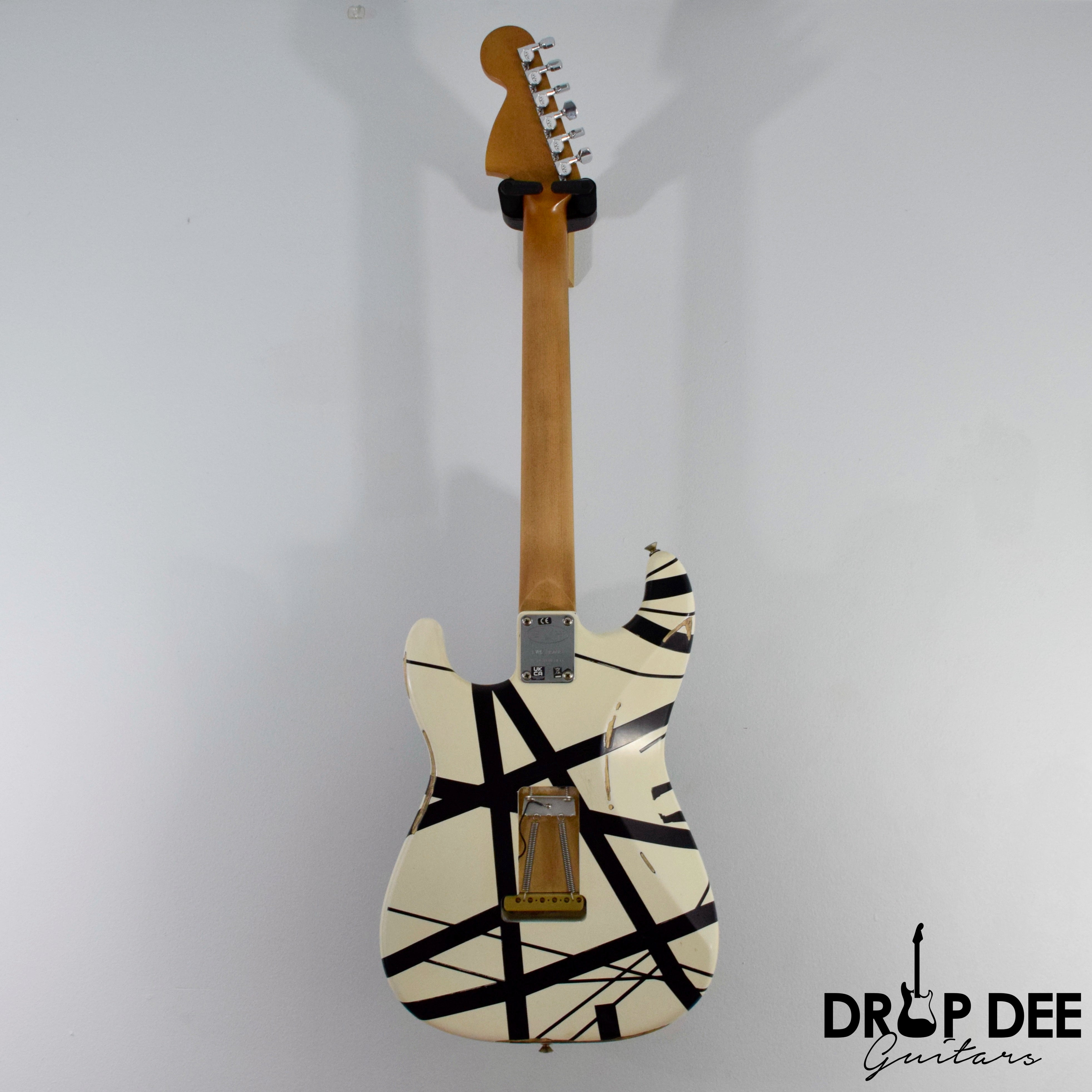 EVH Striped Series '78 Eruption Electric Guitar w/ Bag - White w/ Black Stripes Relic