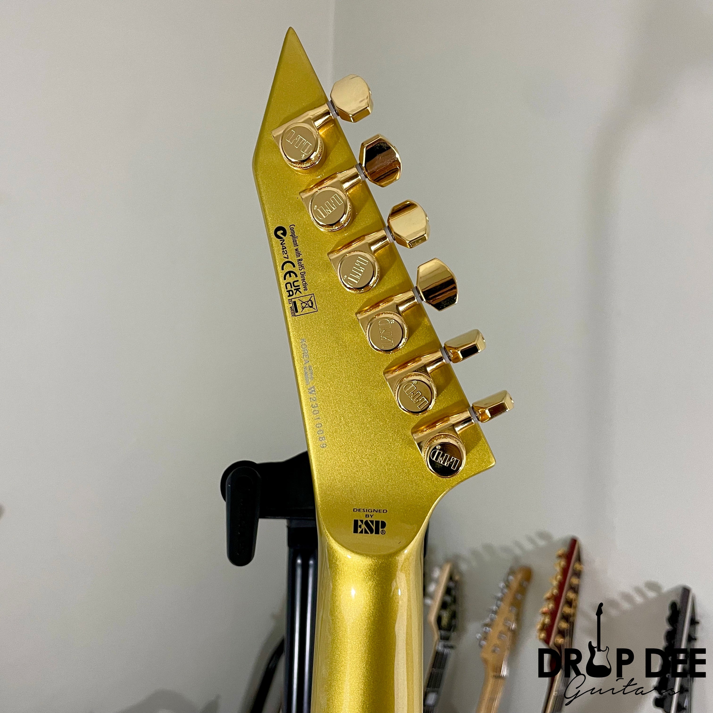 ESP LTD Kirk Hammett Signature KH-V Electric Guitar w/ Case - Metallic Gold