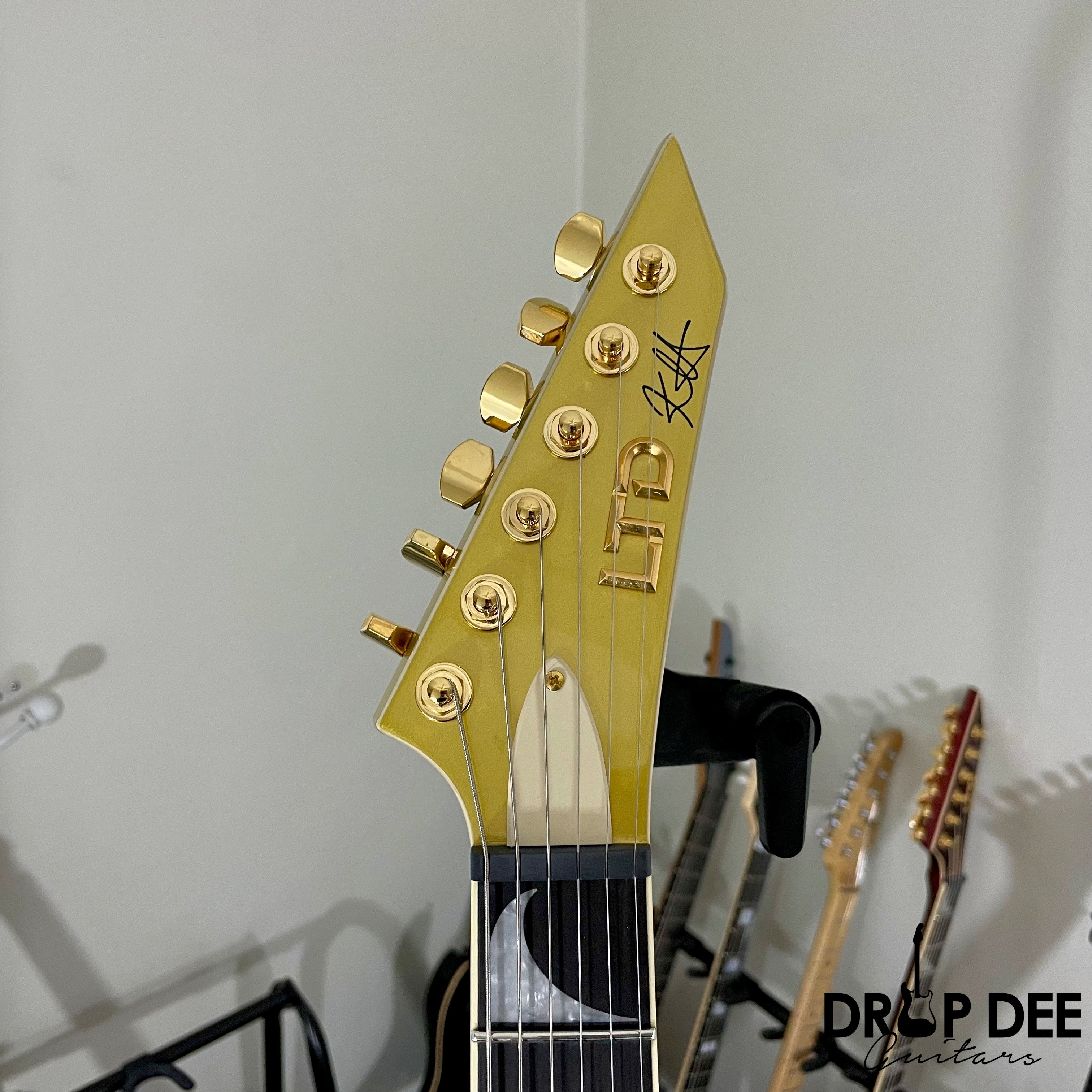 ESP LTD Kirk Hammett Signature KH-V Electric Guitar w/ Case - Metallic Gold