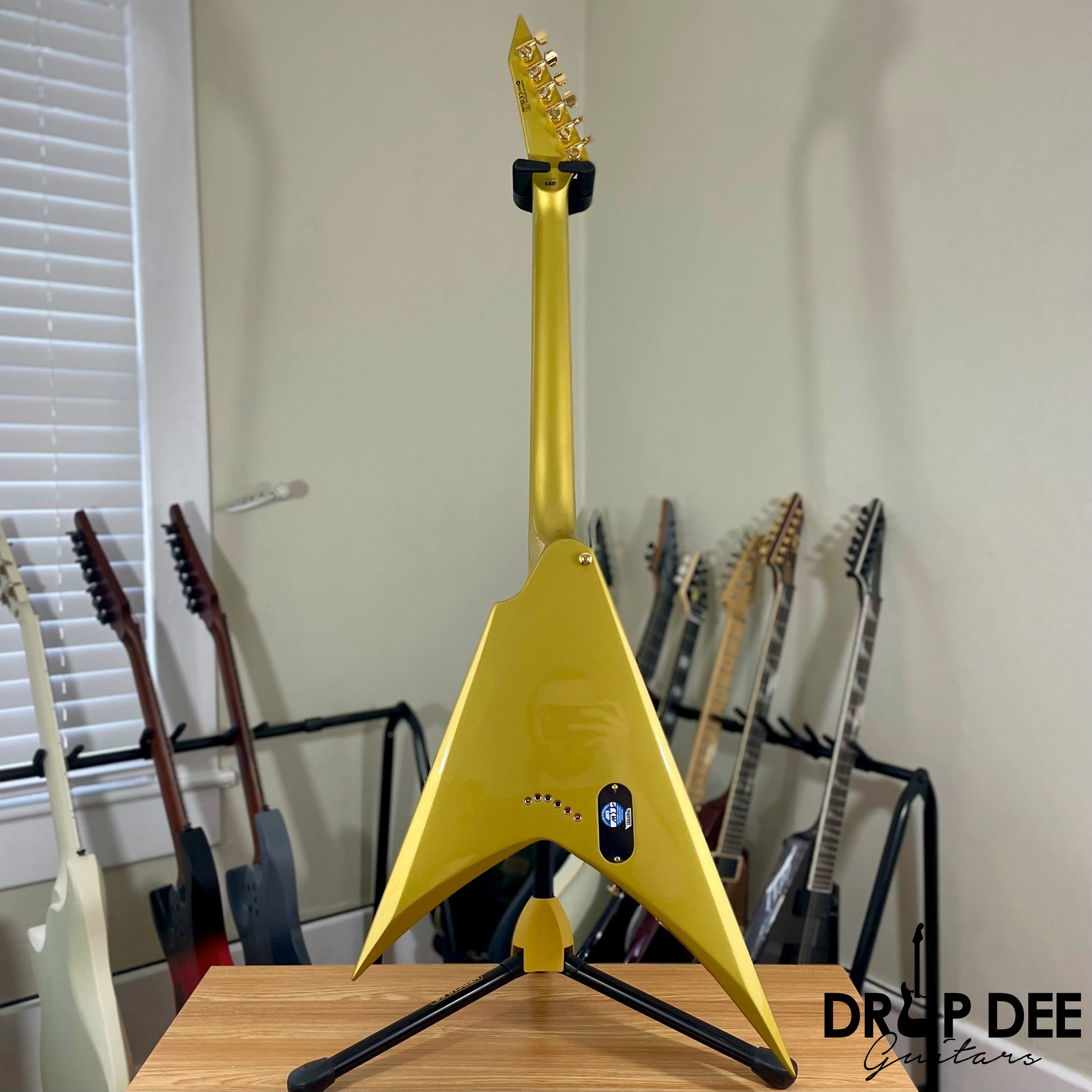ESP LTD Kirk Hammett Signature KH-V Electric Guitar w/ Case - Metallic Gold