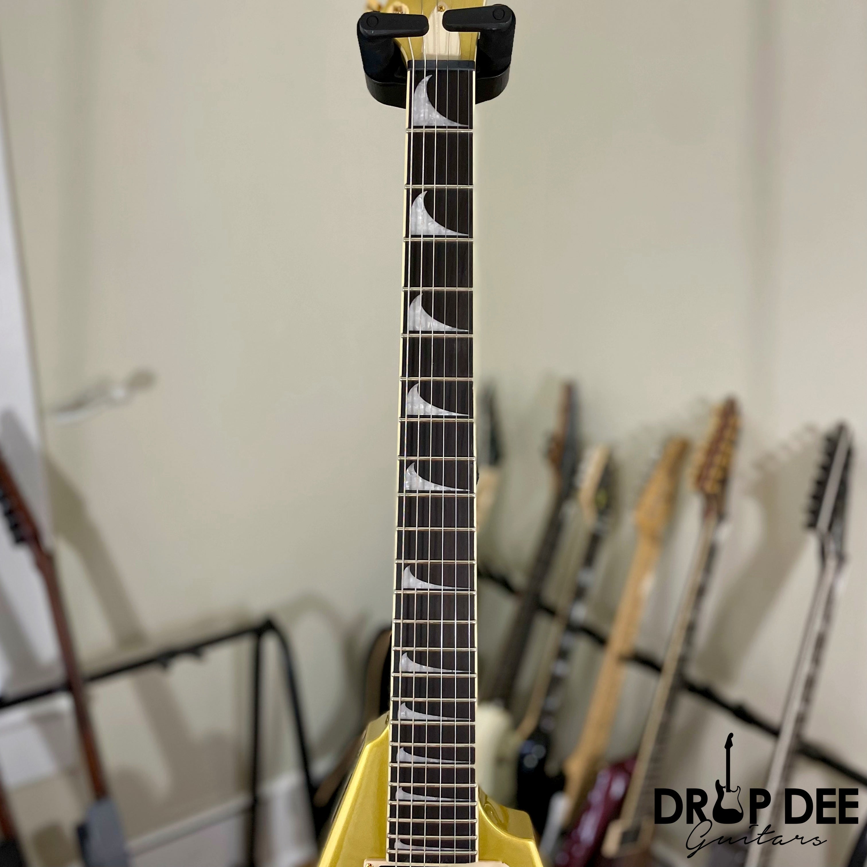 ESP LTD Kirk Hammett Signature KH-V Electric Guitar w/ Case - Metallic Gold