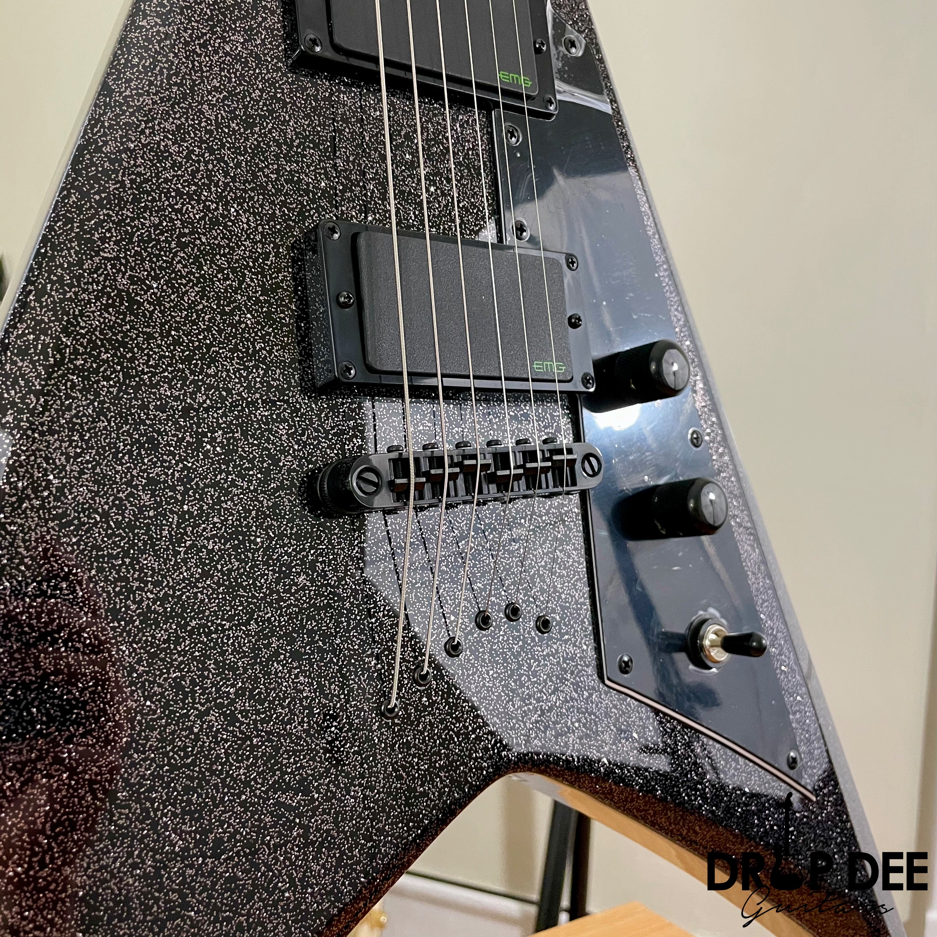 ESP LTD Kirk Hammett Signature KH-V Electric Guitar w/ Case - Black Sparkle