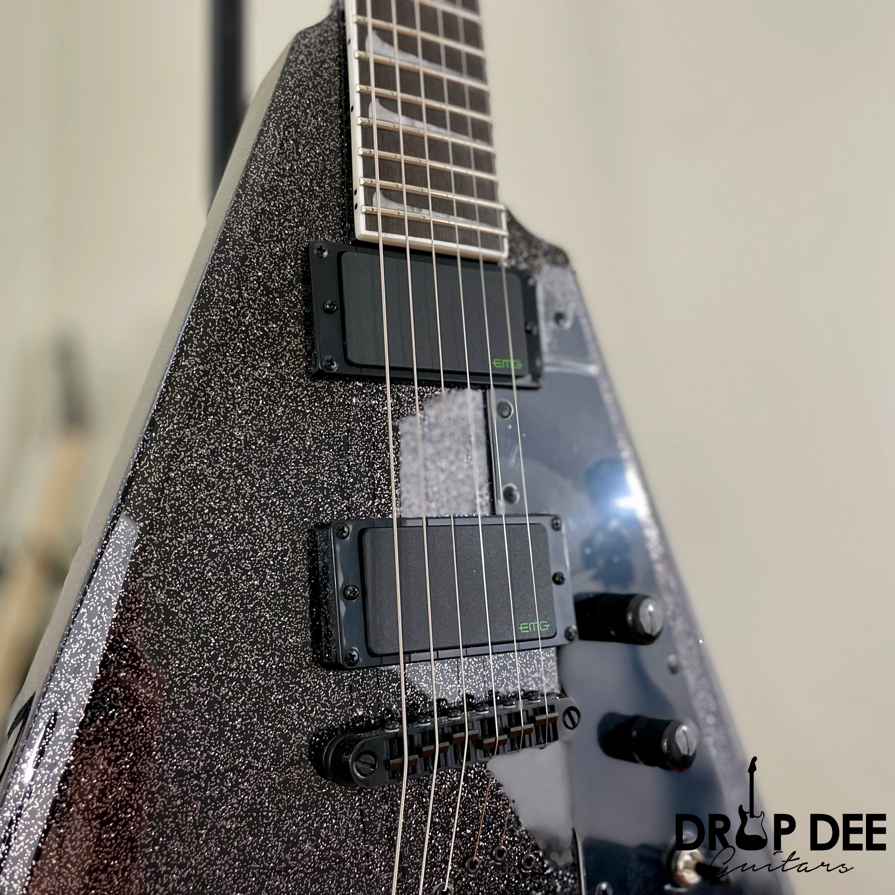ESP LTD Kirk Hammett Signature KH-V Electric Guitar w/ Case - Black Sparkle