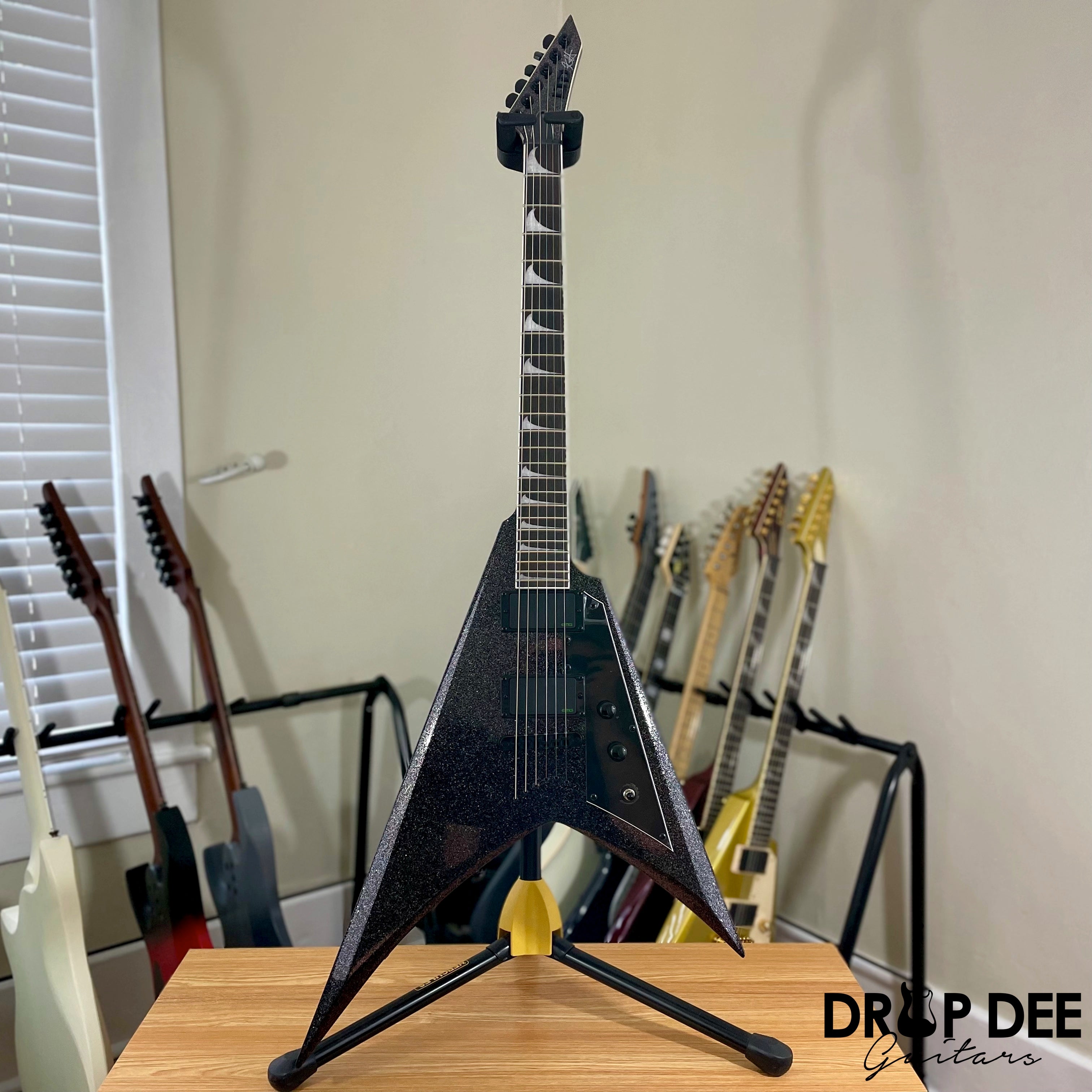 ESP LTD Kirk Hammett Signature KH-V Electric Guitar w/ Case - Black Sparkle