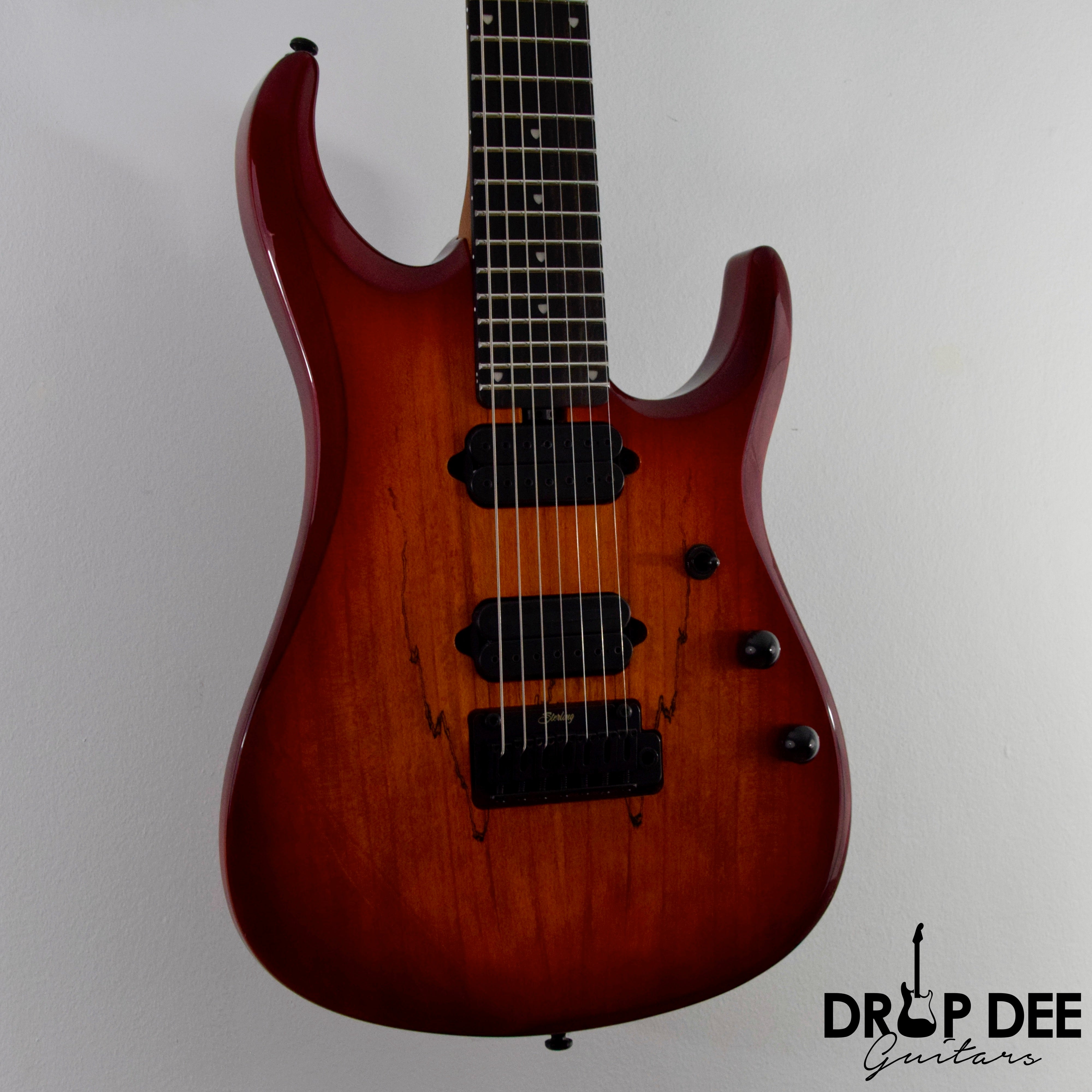 Sterling By Music Man John Petrucci Signature JP157 DiMarzio 7-String Electric Guitar w/ Bag - Blood Orange Burst