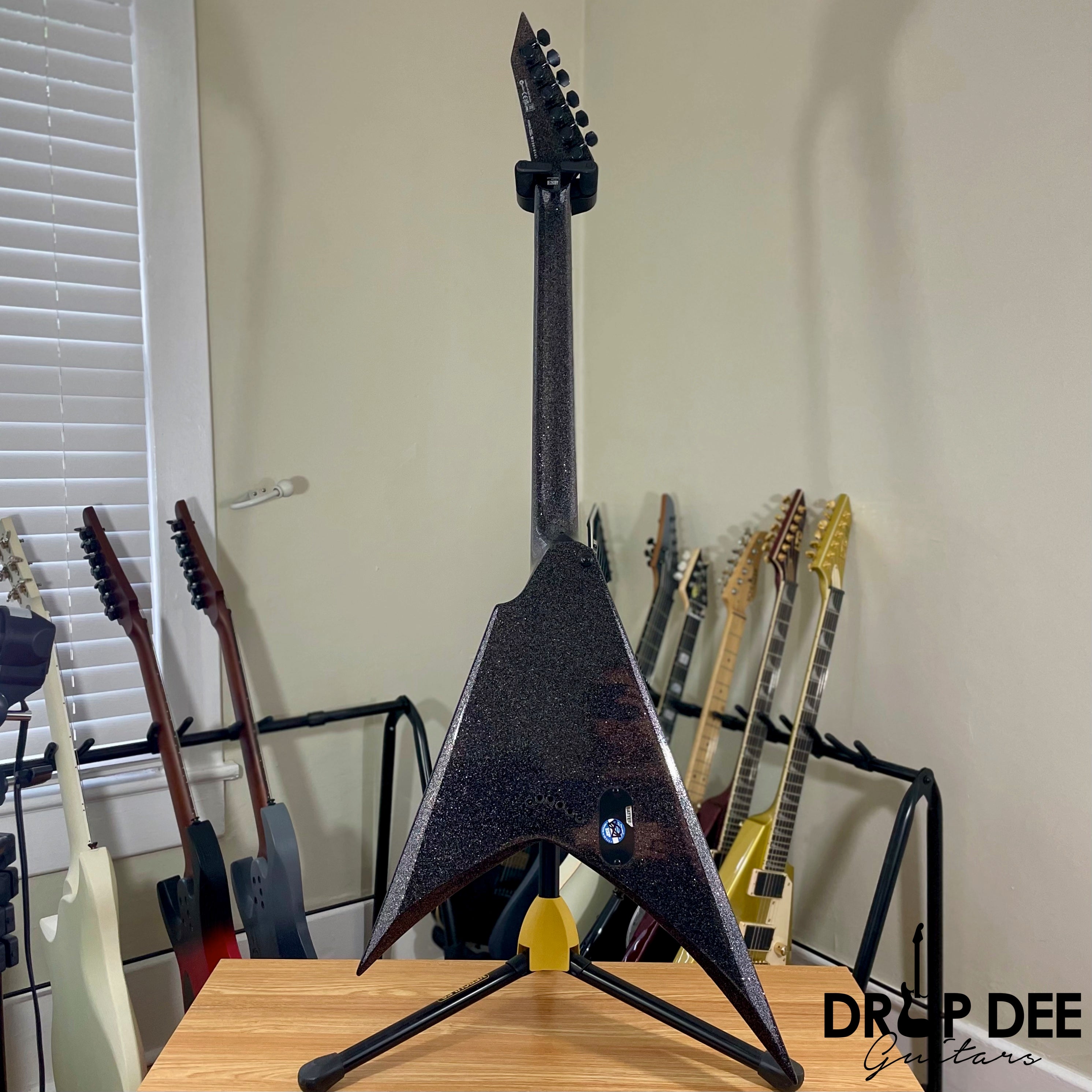 ESP LTD Kirk Hammett Signature KH-V Electric Guitar w/ Case - Black Sparkle