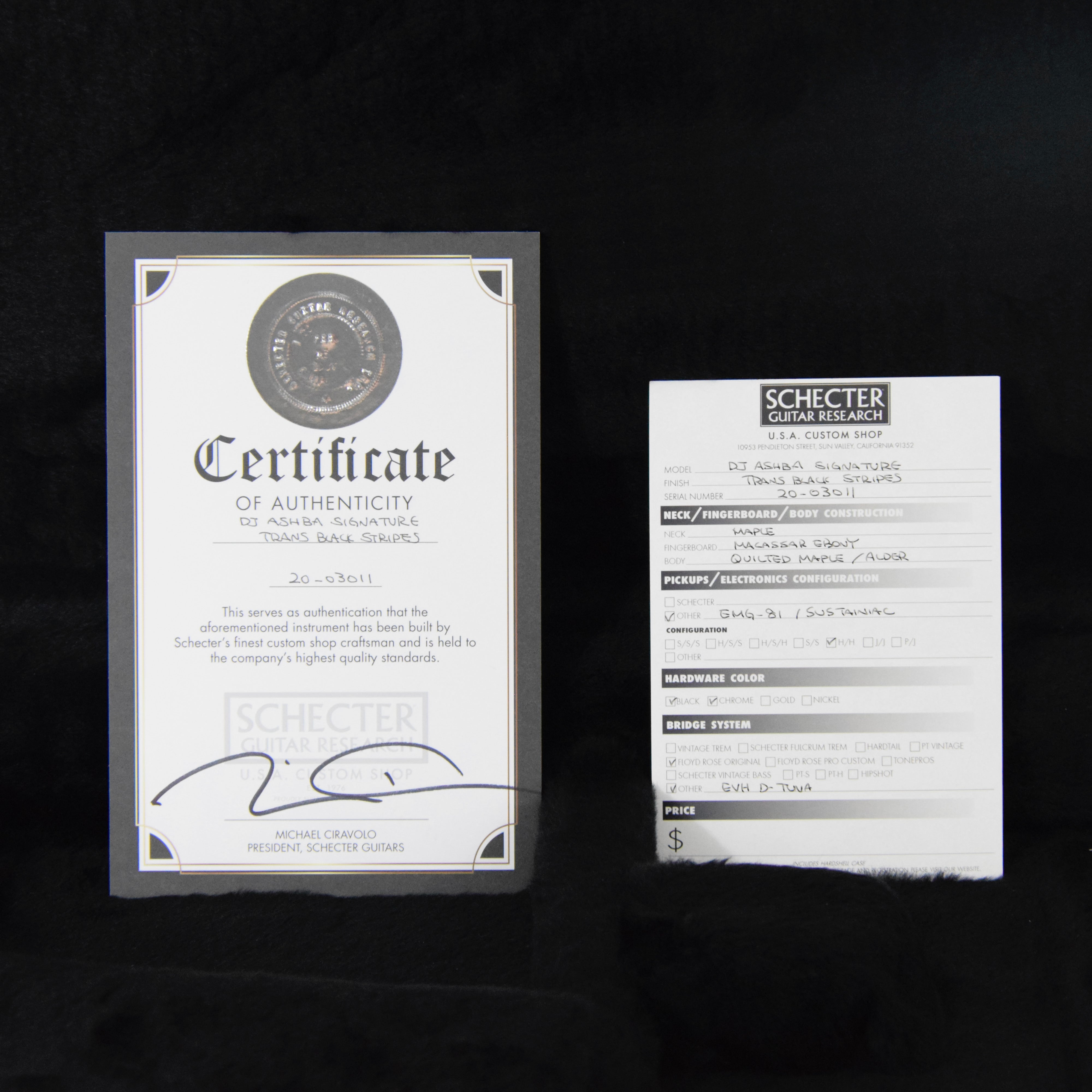 Schecter USA Custom Shop DJ Ashba Signature Electric Guitar w/ Case