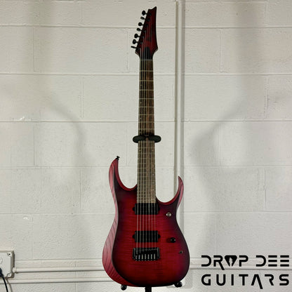 Ibanez Standard RGD721FA Baritone 7-String Electric Guitar - Stained Wine Red Burst Flat