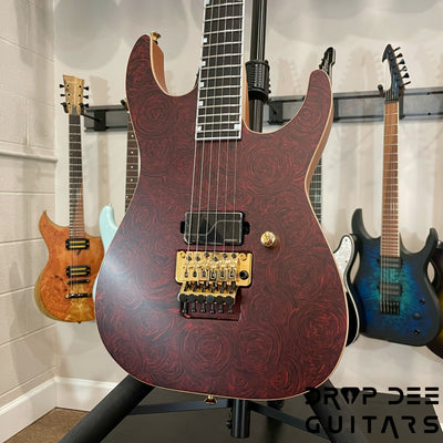ESP USA M-I DX FR Electric Guitar w/ Case (4052) - Red Rose Marble