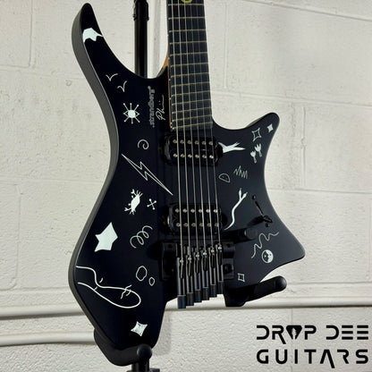 Strandberg Boden Standard NX 6 Plini Edition Mirage Multiscale Headless Electric Guitar w/ Bag - Black Granite Satin Acrylic with custom Plini Mirage glow-in-the-dark graphics