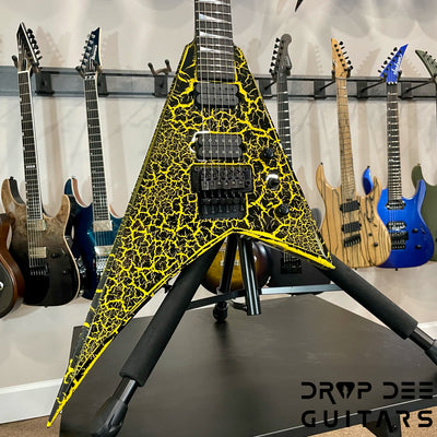 Jackson Custom Shop Randy Rhoads Electric Guitar w/ Case - Black w/ Yellow Crackle