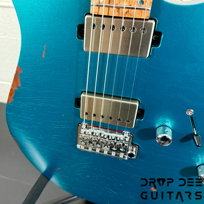 Mayones Aquila Aged V24 S 6 Electric Guitar w/ Case - Monolith Metallic Neon Green Nitro (Aged)