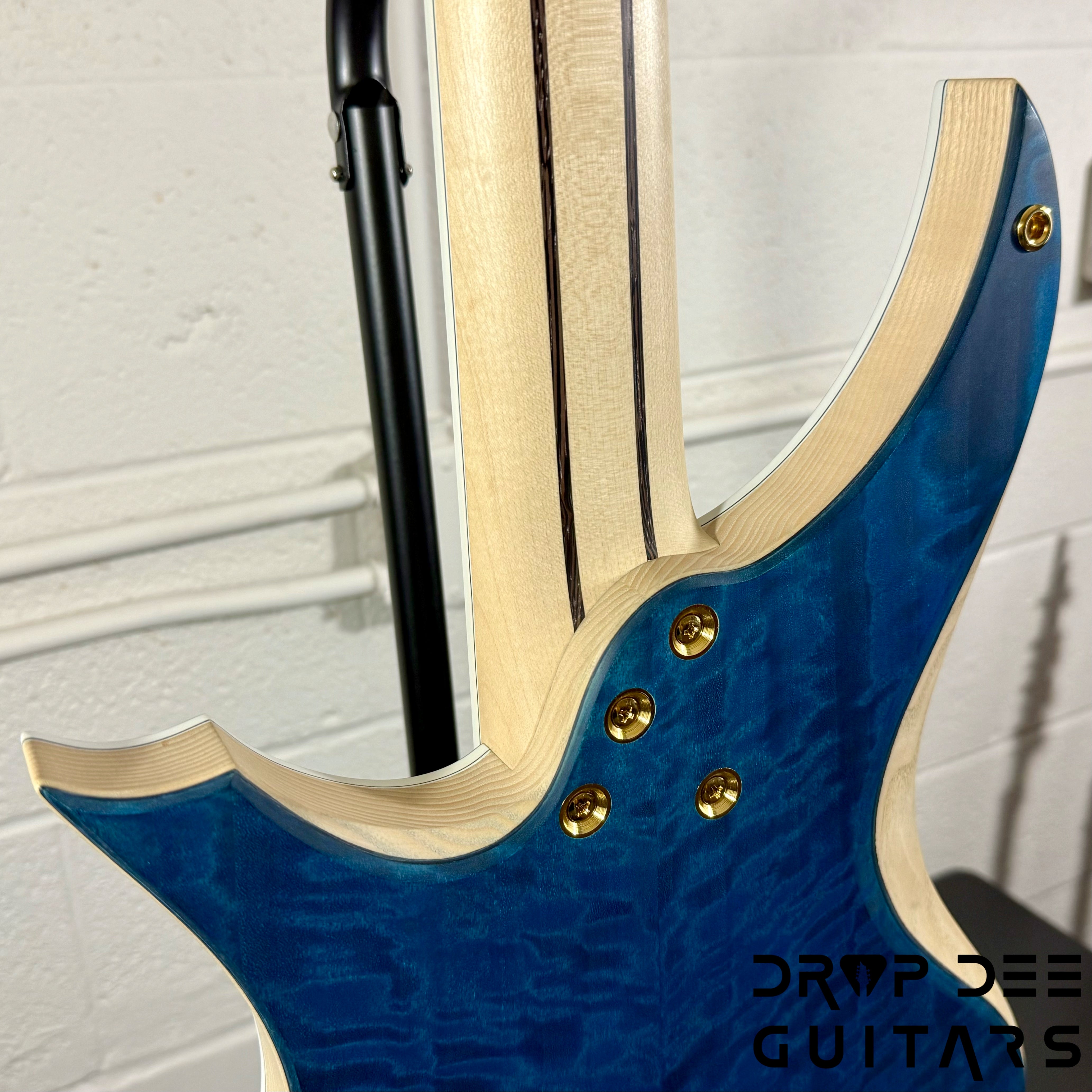 MRK Custom Shop Apodis Multiscale 7-String Electric Guitar w/ Case - Blue w/ Gold Leaf