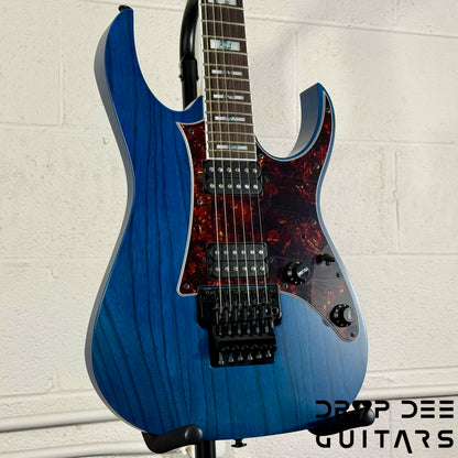 Ibanez Prestige RG653DX Electric Guitar w/ Case - Transparent Deep Blue Flat