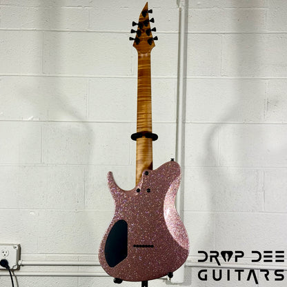 Balaguer USA Series Seraph Modern 7 Baritone 7-String Electric Guitar w/ Case (824) - Gloss Metallic Rose Gold