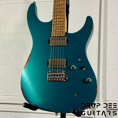 Mayones Aquila Aged V24 S 6 Electric Guitar w/ Case - Monolith Metallic Neon Green Nitro (Aged)