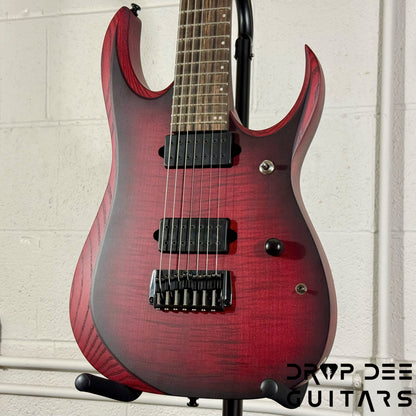 Ibanez Standard RGD721FA Baritone 7-String Electric Guitar - Stained Wine Red Burst Flat