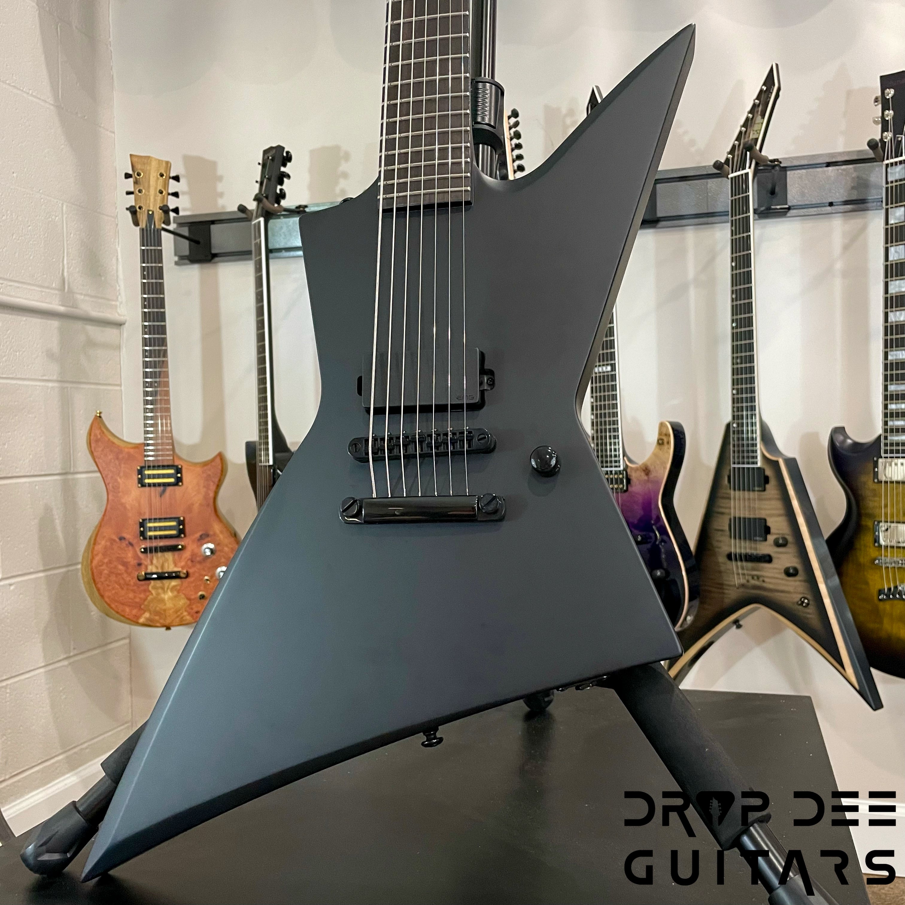 ESP LTD EX-7 Baritone Black Metal Electric Guitar