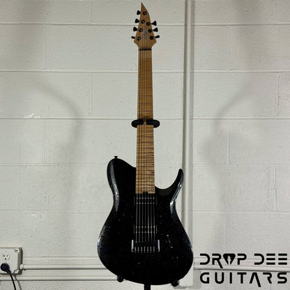 Balaguer USA Series Seraph Modern 7 Baritone 7-String Electric Guitar w/ Case (924) - Gloss Metallic Black