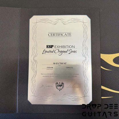 ESP Exhibition Limited M-II CTM NT Electric Guitar w/ Case - Natural w/ Dark Blue Burst