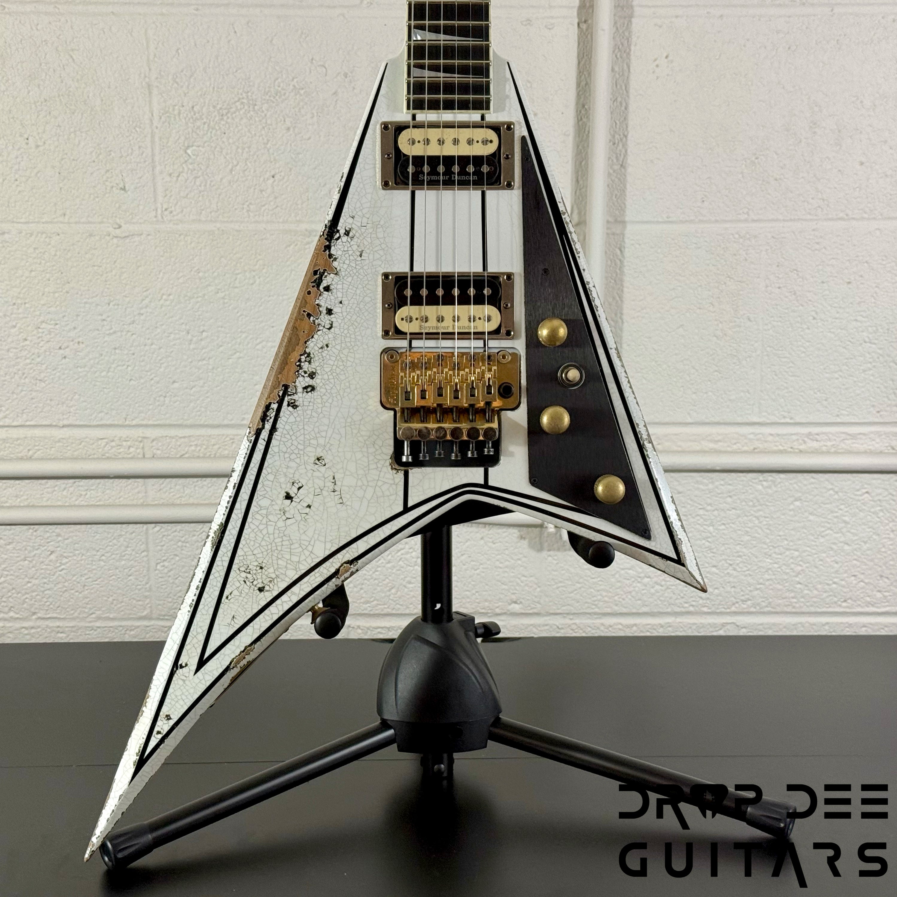 Jackson USA Custom Shop Special Edition Rhoads Electric Guitar w/ Case - Snow White w/ Black Vintage Pinstripes, Nitro-Tour Heavy Relic