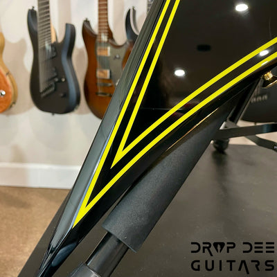Jackson MJ Series Rhoads RR24MG Electric Guitar w/ Case - Black with Yellow Pinstripes