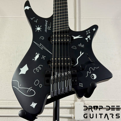Strandberg Boden Standard NX 6 Plini Edition Mirage Multiscale Headless Electric Guitar w/ Bag - Black Granite Satin Acrylic with custom Plini Mirage glow-in-the-dark graphics