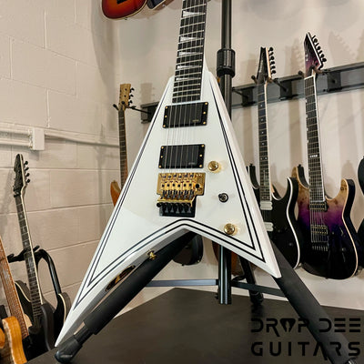 Jackson MJ Series Rhoads RR24MG Electric Guitar w/ Case - White with Black Pinstripes