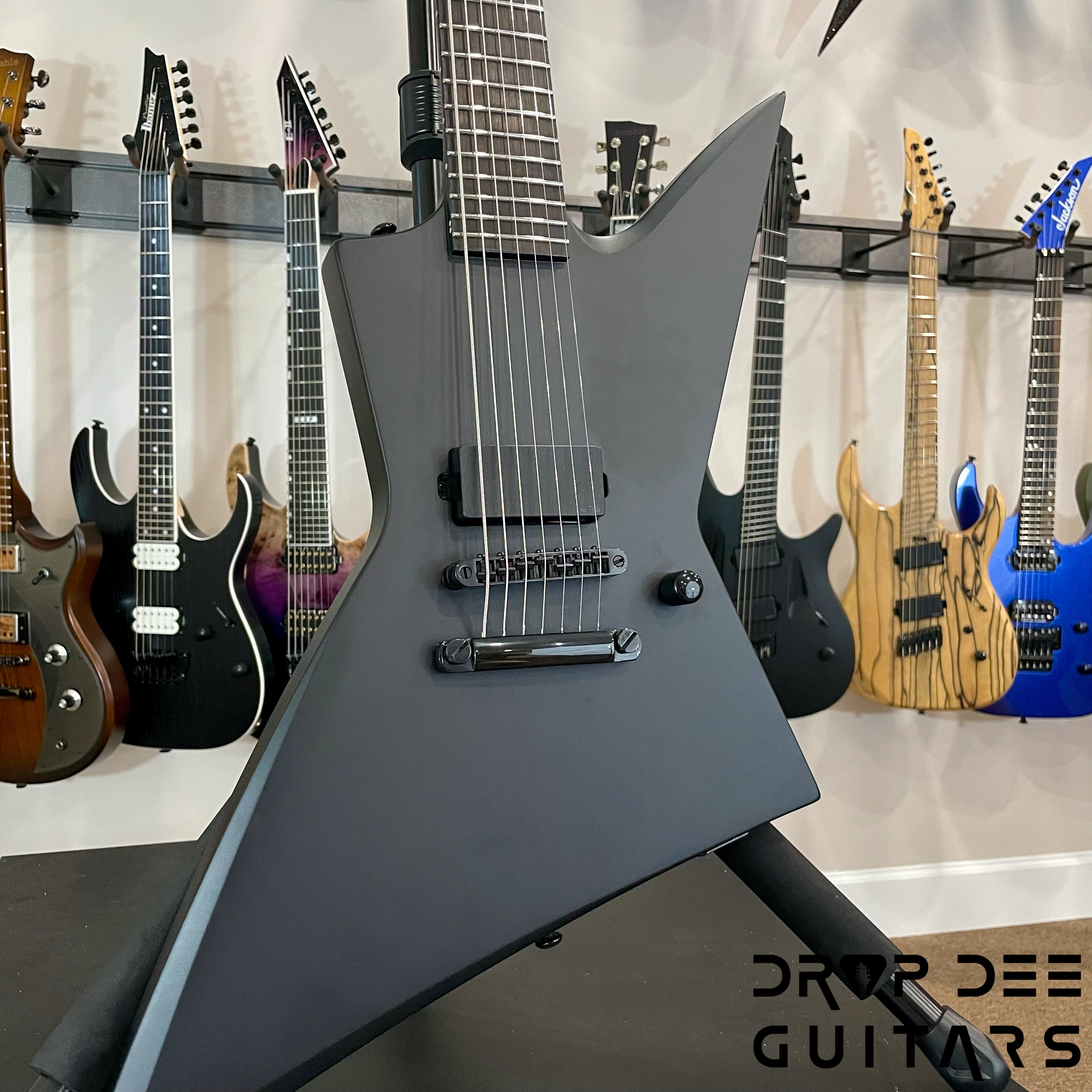 ESP LTD EX-7 Baritone Black Metal Electric Guitar