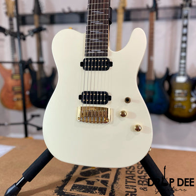 Schecter USA Custom Shop PT-7 7-String Electric Guitar w/ Case - Vintage White Satin