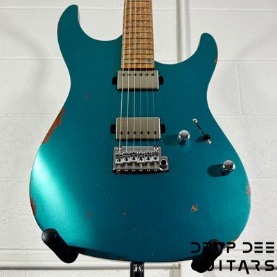 Mayones Aquila Aged V24 S 6 Electric Guitar w/ Case - Monolith Metallic Neon Green Nitro (Aged)