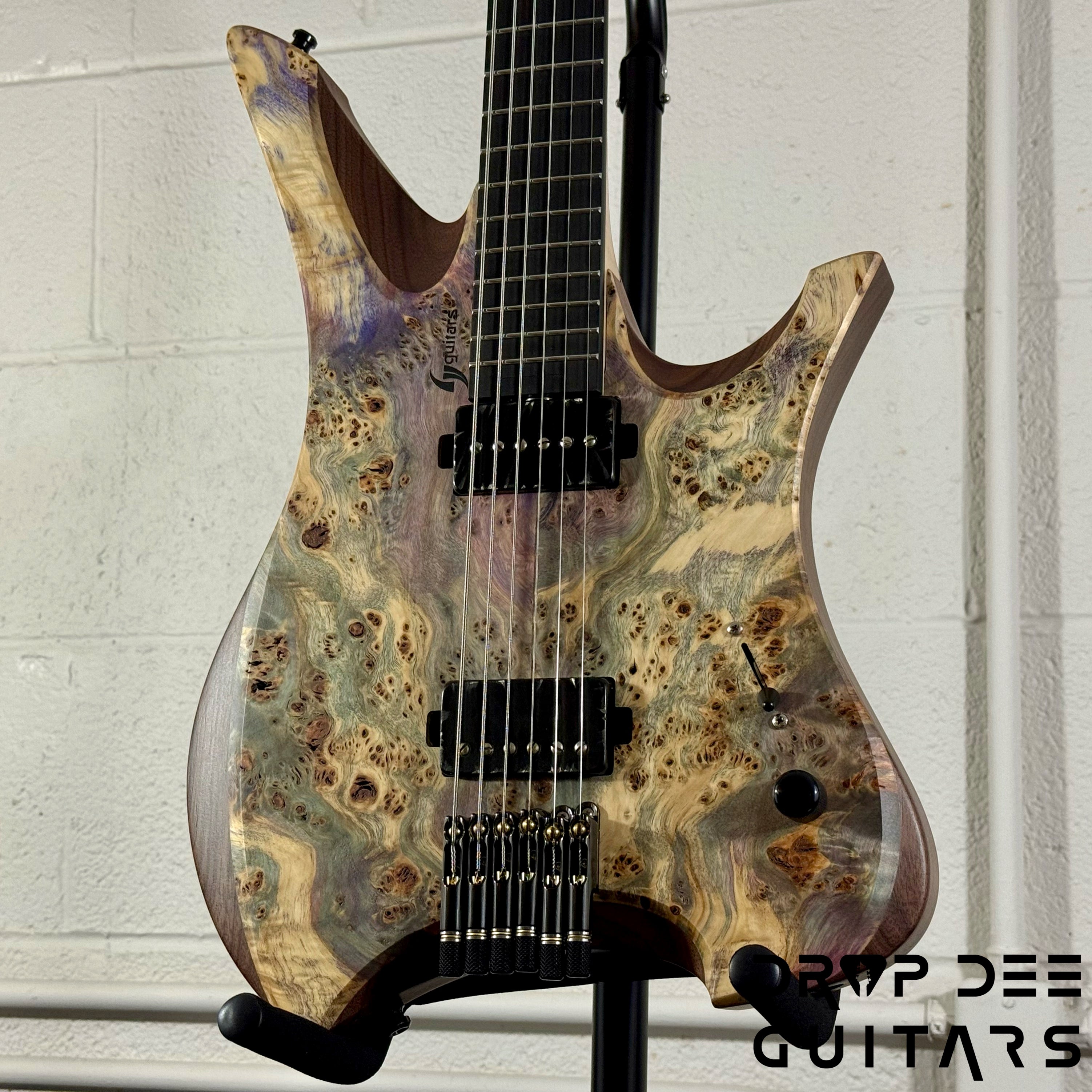GV Guitars Syrius Headless Baritone Electric Guitar w/ Case - Natural