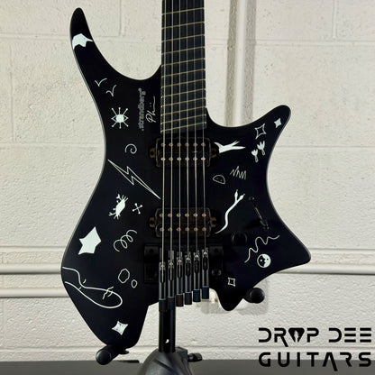 Strandberg Boden Standard NX 6 Plini Edition Mirage Multiscale Headless Electric Guitar w/ Bag - Black Granite Satin Acrylic with custom Plini Mirage glow-in-the-dark graphics