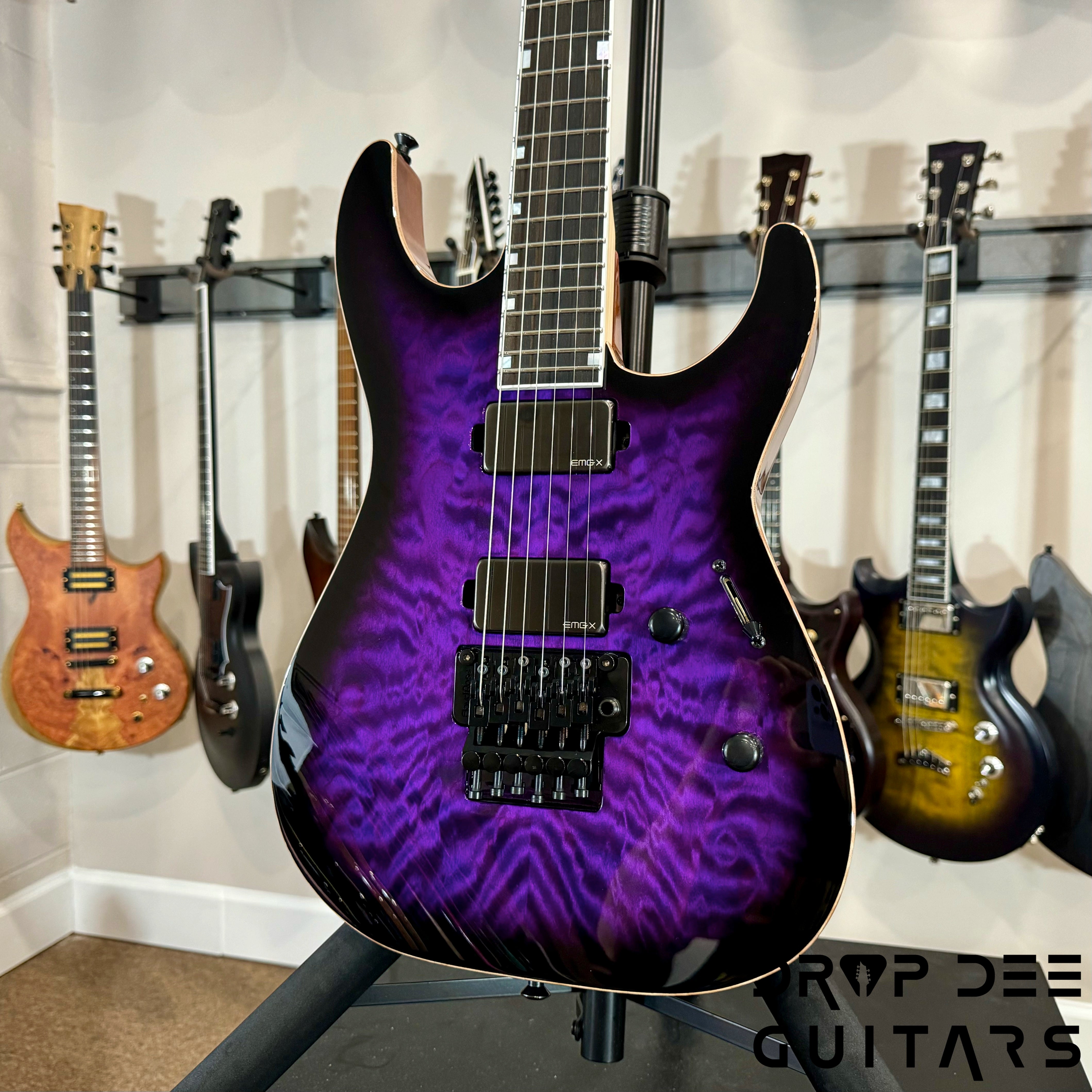 ESP USA M-II FR DLX Electric Guitar w/ Case - Dark Purple Sunburst