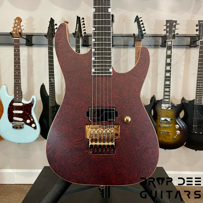 ESP USA M-I DX FR Electric Guitar w/ Case (4052) - Red Rose Marble