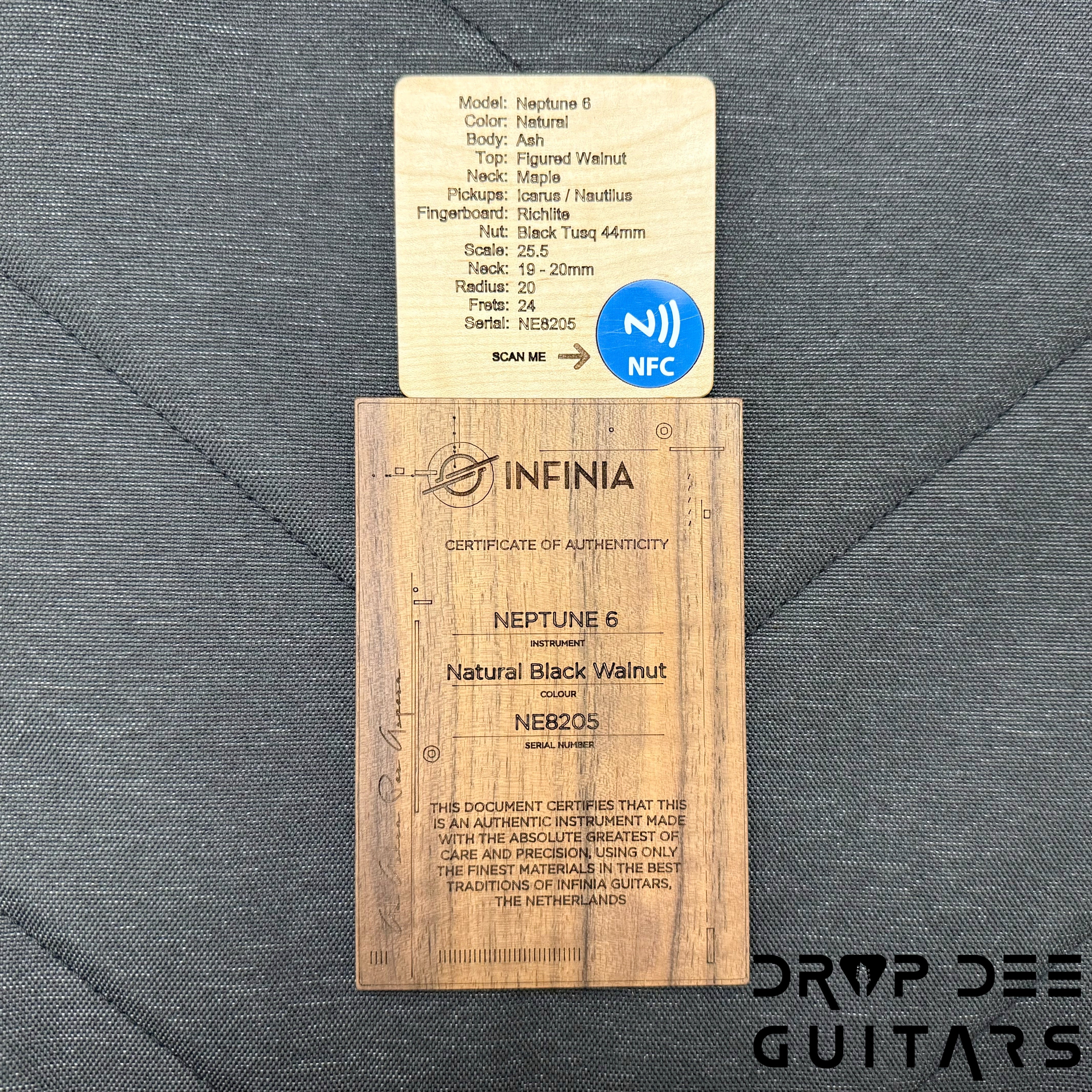 Infinia Neptune Headless Electric Guitar w/ Bag - Black Walnut