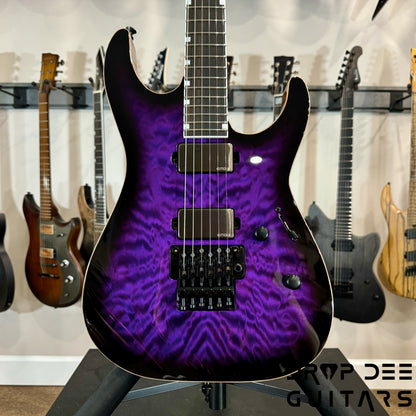 ESP USA M-II FR DLX Electric Guitar w/ Case - Dark Purple Sunburst