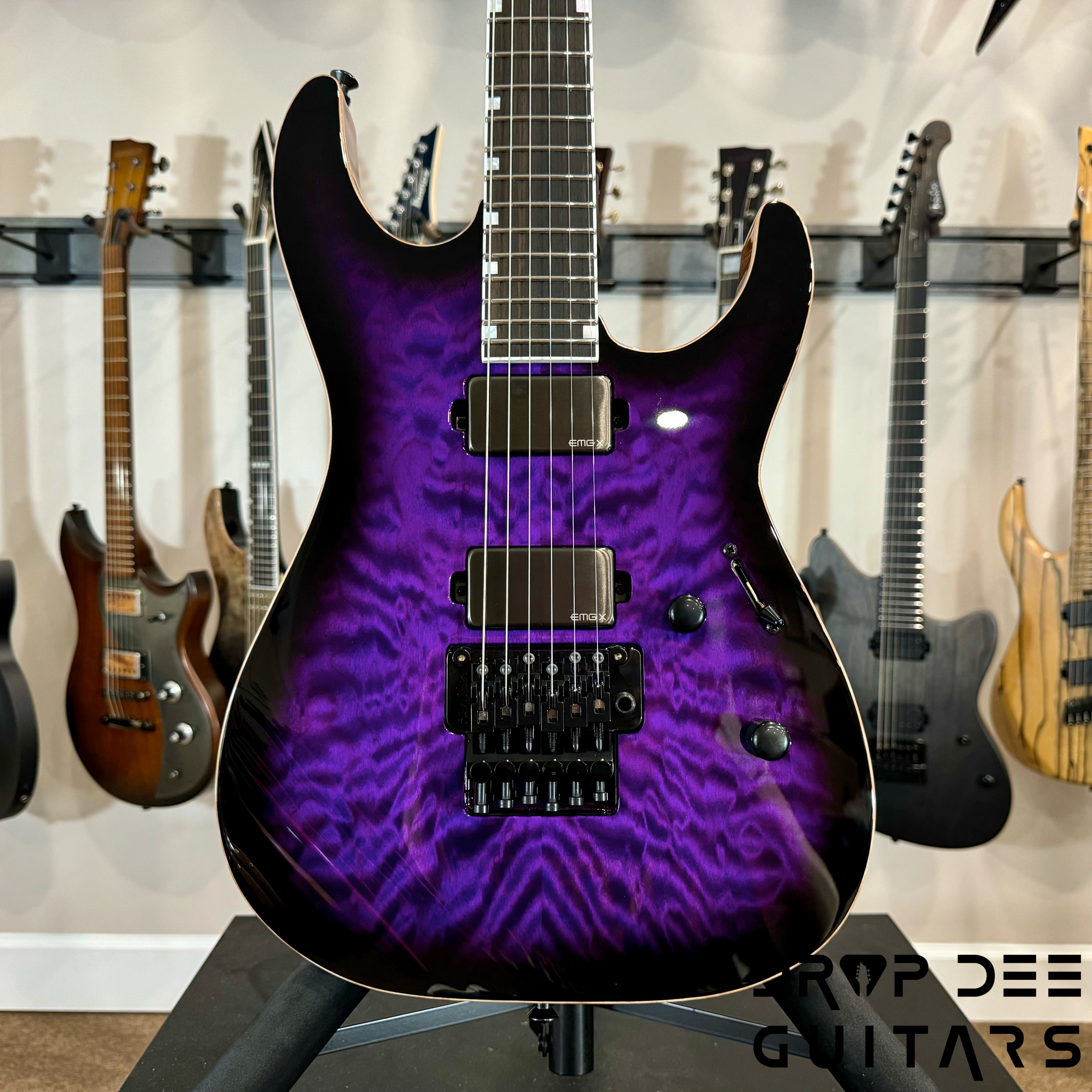 ESP USA M-II FR DLX Electric Guitar w/ Case - Dark Purple Sunburst