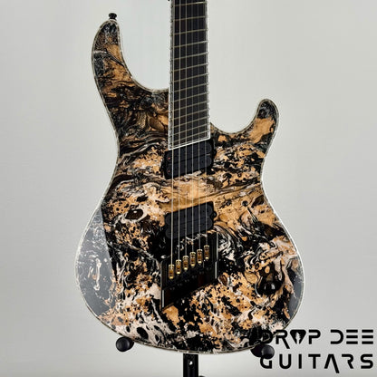 Mayones Regius 4Ever VF 6 Multiscale Evertune Electric Guitar w/ Case - Black Gold Mercury Swirl